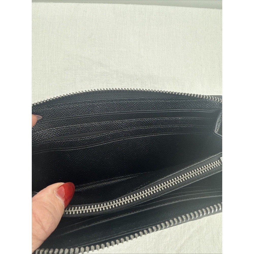 Coach Leather Continental Accordion Zip Black Signature Debossed Wallet READ - Picture 5 of 9